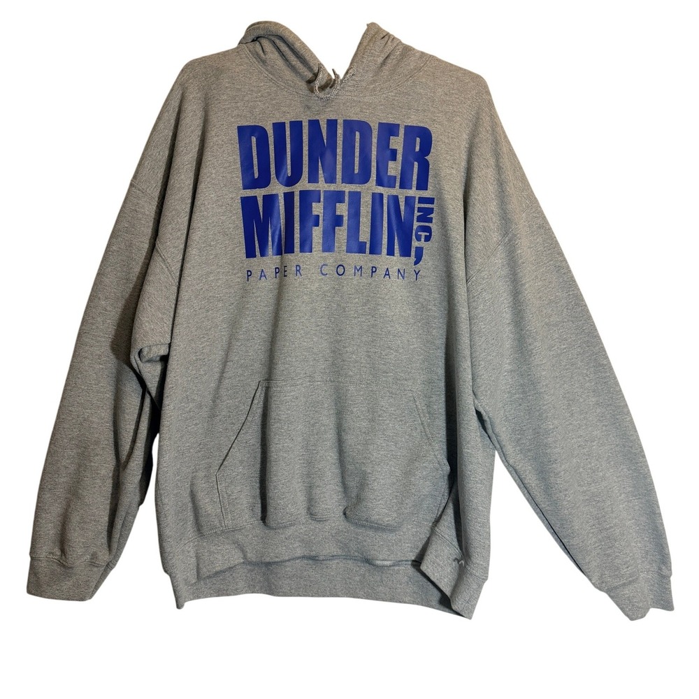 Dunder Mifflin Paper Company Hoodie Mens XL Grey The Office Sweatshirt